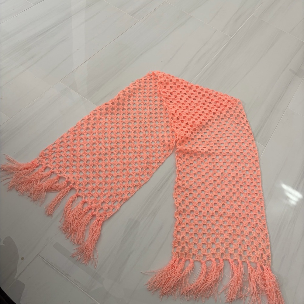 Chic Coral Crochet Scarf